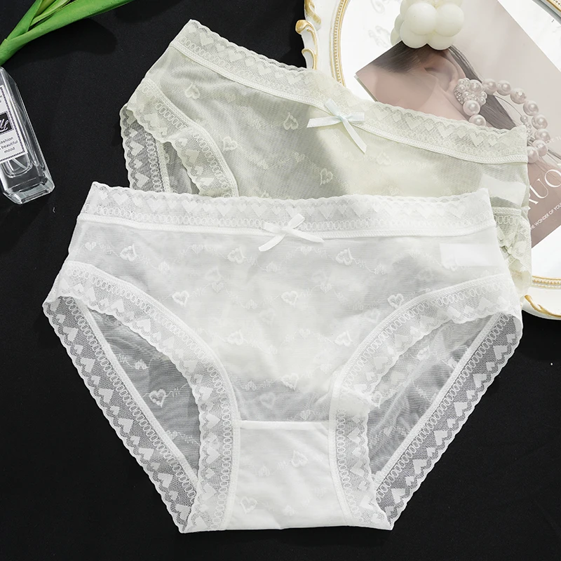 New Style French Lace Ice Silk Underpants Women's Sexy Semi-transparent Breathable Seamless Women's Briefs Soft Underwear