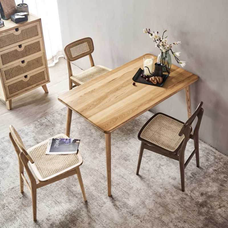 

Nordic solid wood dining table and chair combination for small household rice tables