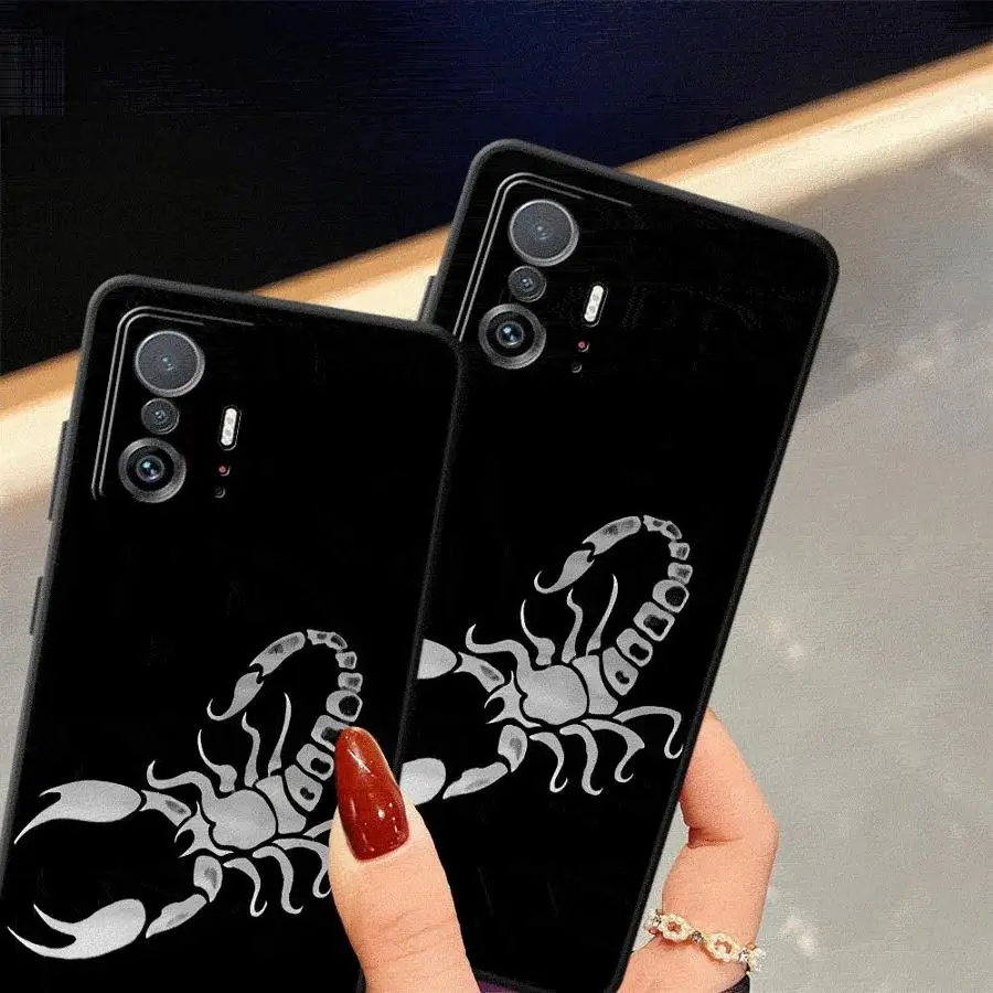Black Soft Phone Cover Case for Xiaomi Mi 11 12 13 Lite 10T 11T 12T Pro 12X 13 14 15 Pro Scorpion Pattern Design