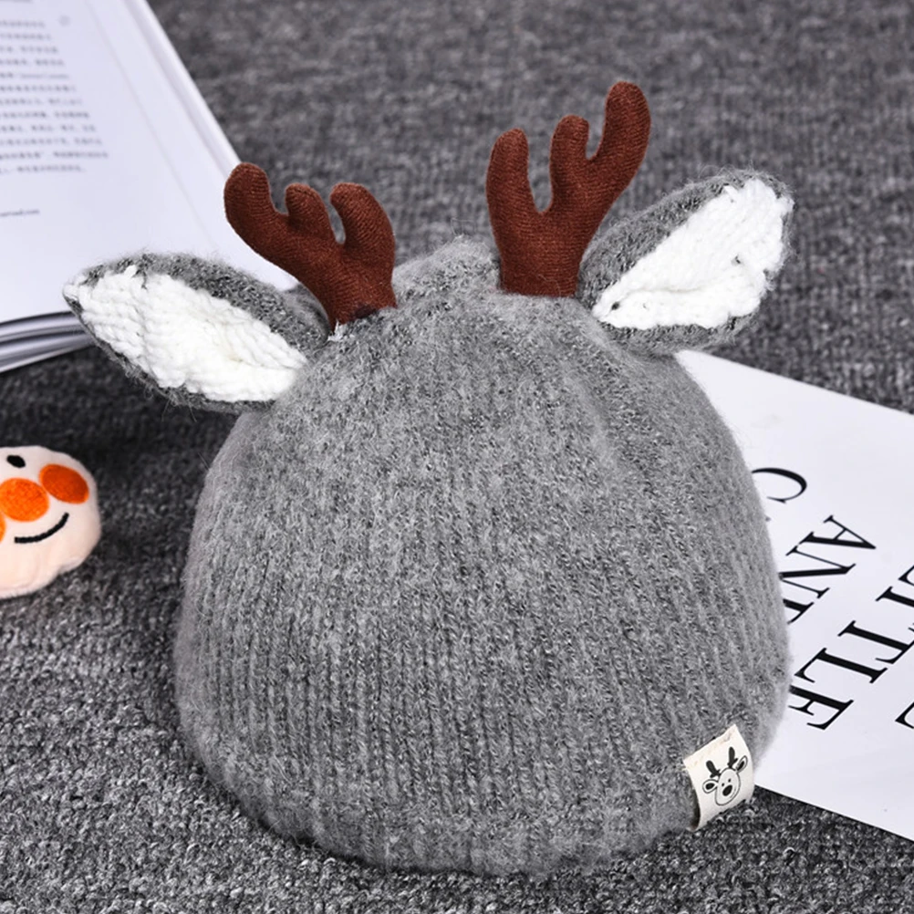 1 pçs inverno antler inodoro saudável ambientalmente amigável bebê malha boné inverno chapéu do bebê chapéus de lã