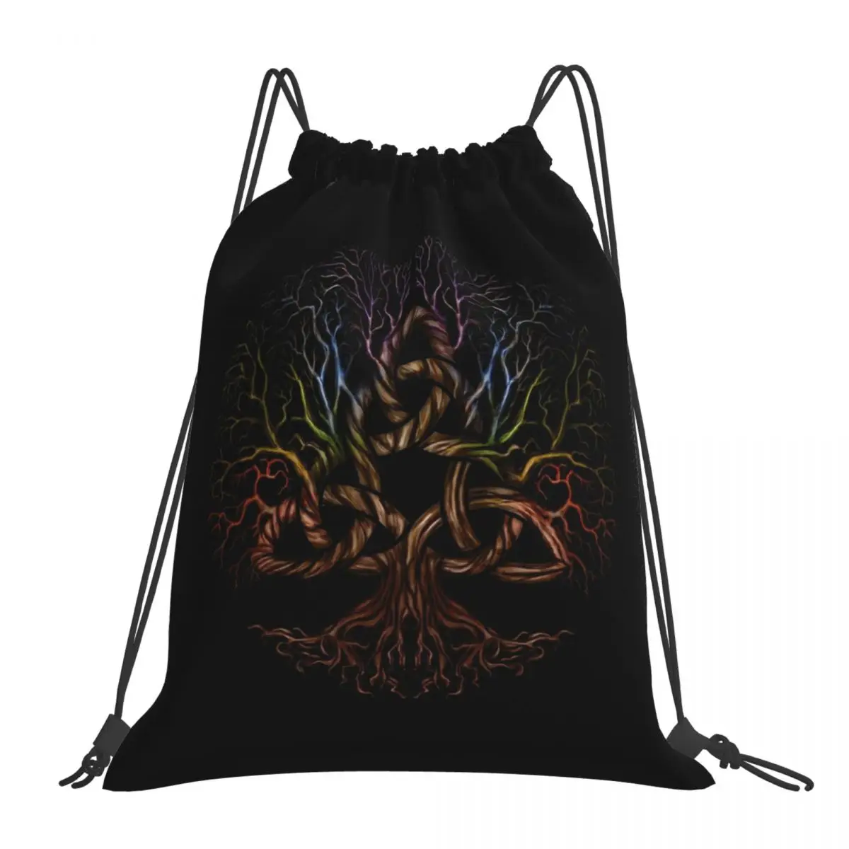 Colorful Tree Of Life With Triquetra Backpacks Drawstring Bags Drawstring Bundle Pocket Storage Bag Book Bags For Travel School