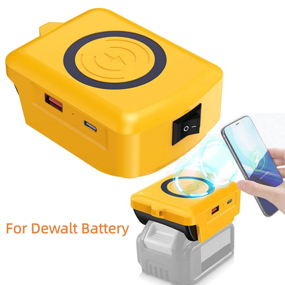Universal 18V 20V Li-ion Battery Wireless Charger USB Type-C Phone Adapter Power Bank Compatible With Makita Dewalt Milwaukee