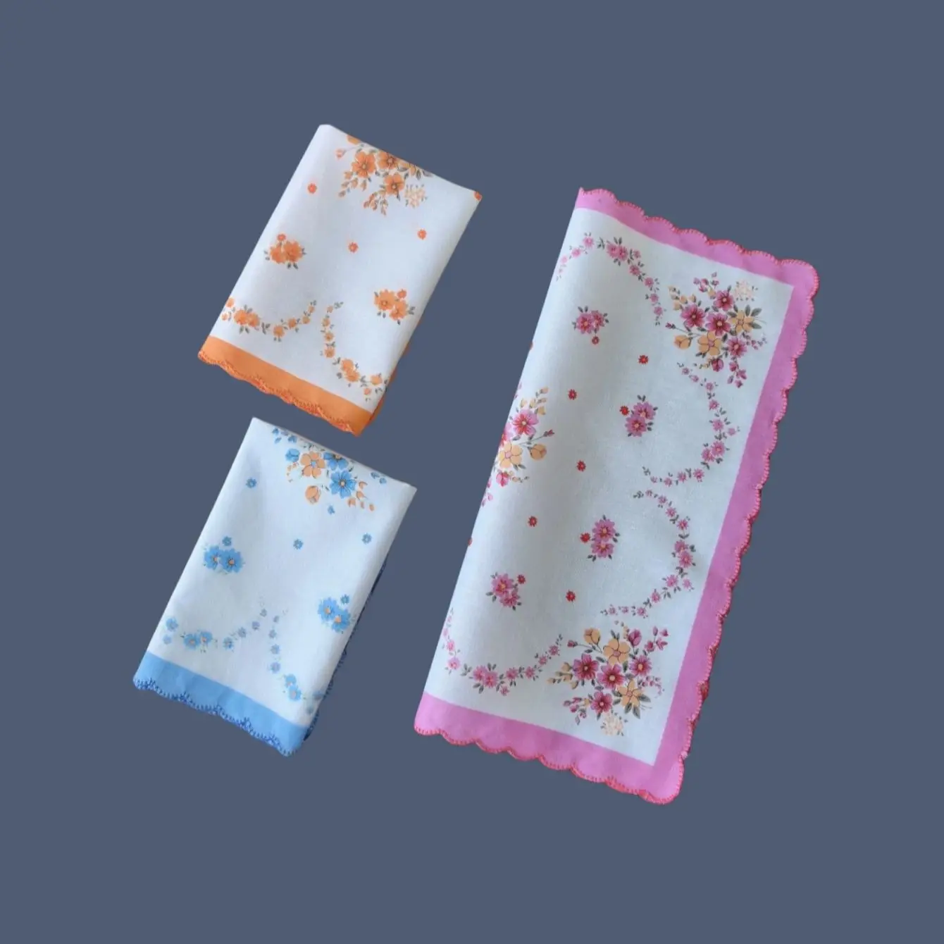 Thin feel 11.6inch/29.5cm cotton crescenta women's printed handkerchief retro 6pcs