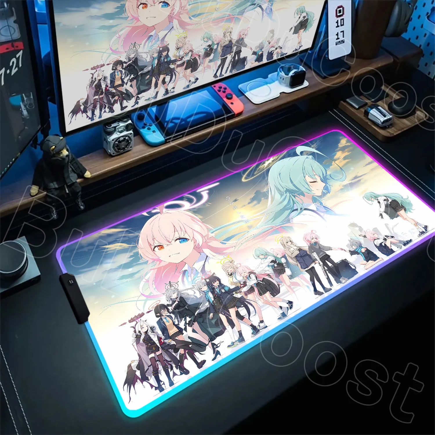 

Gamer Blue Archive RGB Mousepad Mouse Pad Desk Mat with Pad Gaming Accessories Prime Gaming XXL Keyboard Pads Desktop Decoration