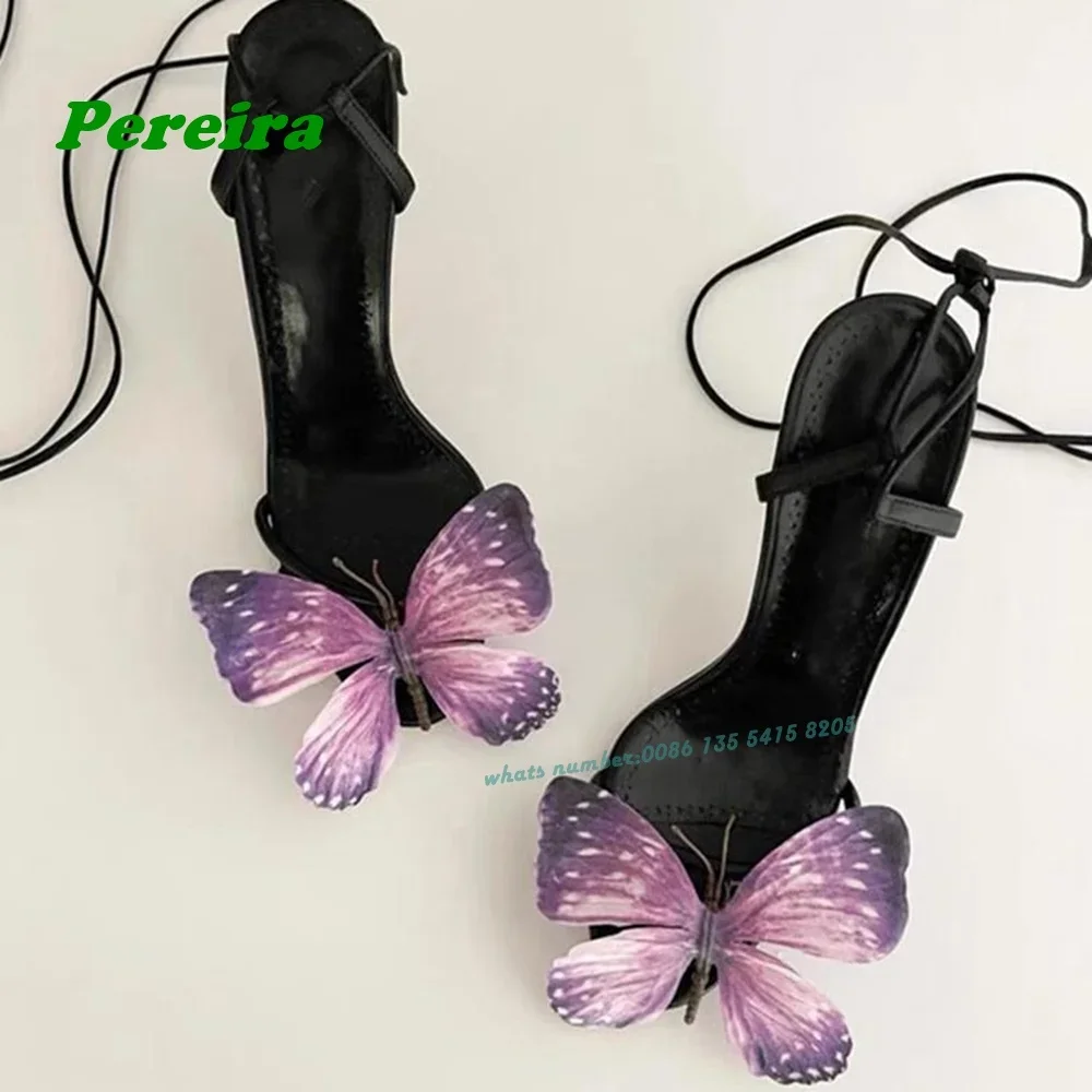 

Синие замшевые сандалии-бабочки, женские сандалии с открытым носком и перекрестными ремешками на шнуровке, летние роскошные туфли на шпильке, повседневная обувь с открытой пяткой