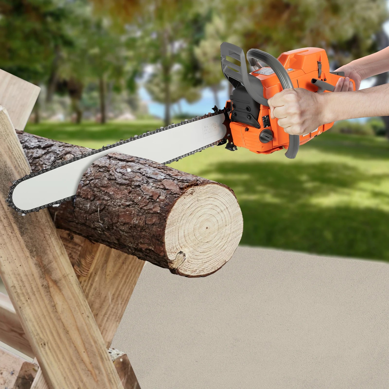 

72CC 24" 2 Stroke Handheld Cordless Chain Saw, Petrol Powered Chain Saw, Gas Powered Chainsaw for Trees Wood Cutting