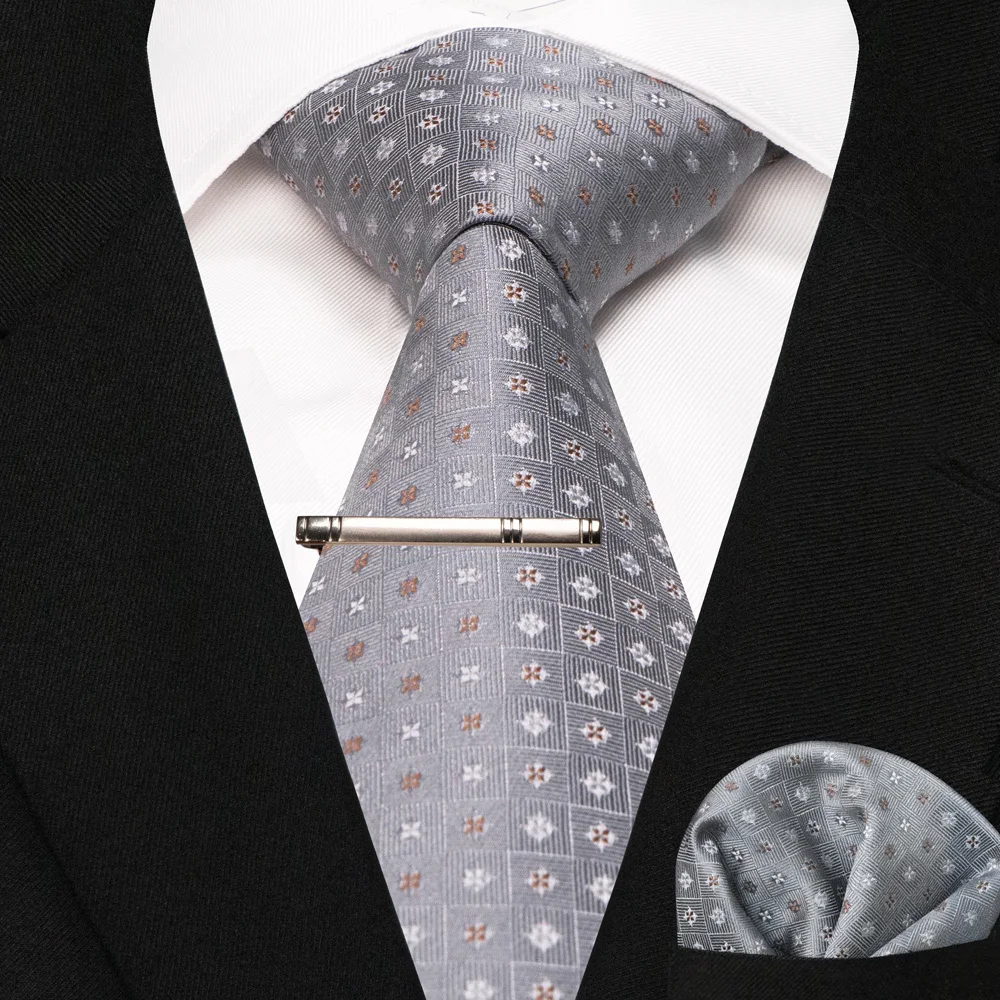 Grün Schwarz Plaid Streifen Krawatte für Männer Mode Seide Hochzeit Krawatte Einstecktuch Manschettenknopf Set Geschenk Herren Krawatte Business Party Zubehör – Detail 14