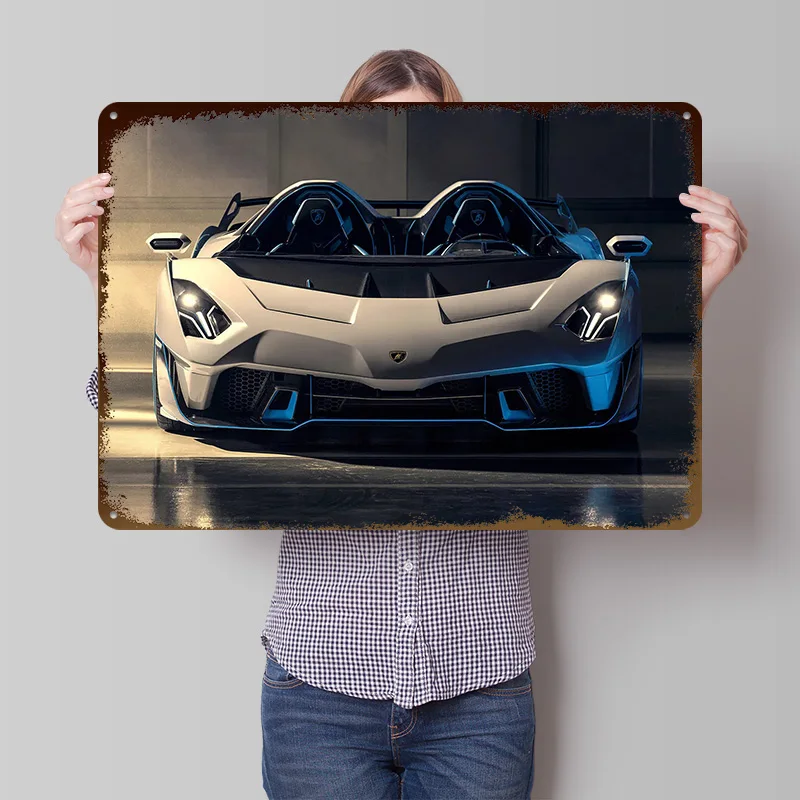 Sportsi Concept Car Poster, individuelle Vintage-Metallschilder, Wandkunst, Retro-Blechschild für Badezimmer-Dekoration, Raumdekoration, ästhetisch