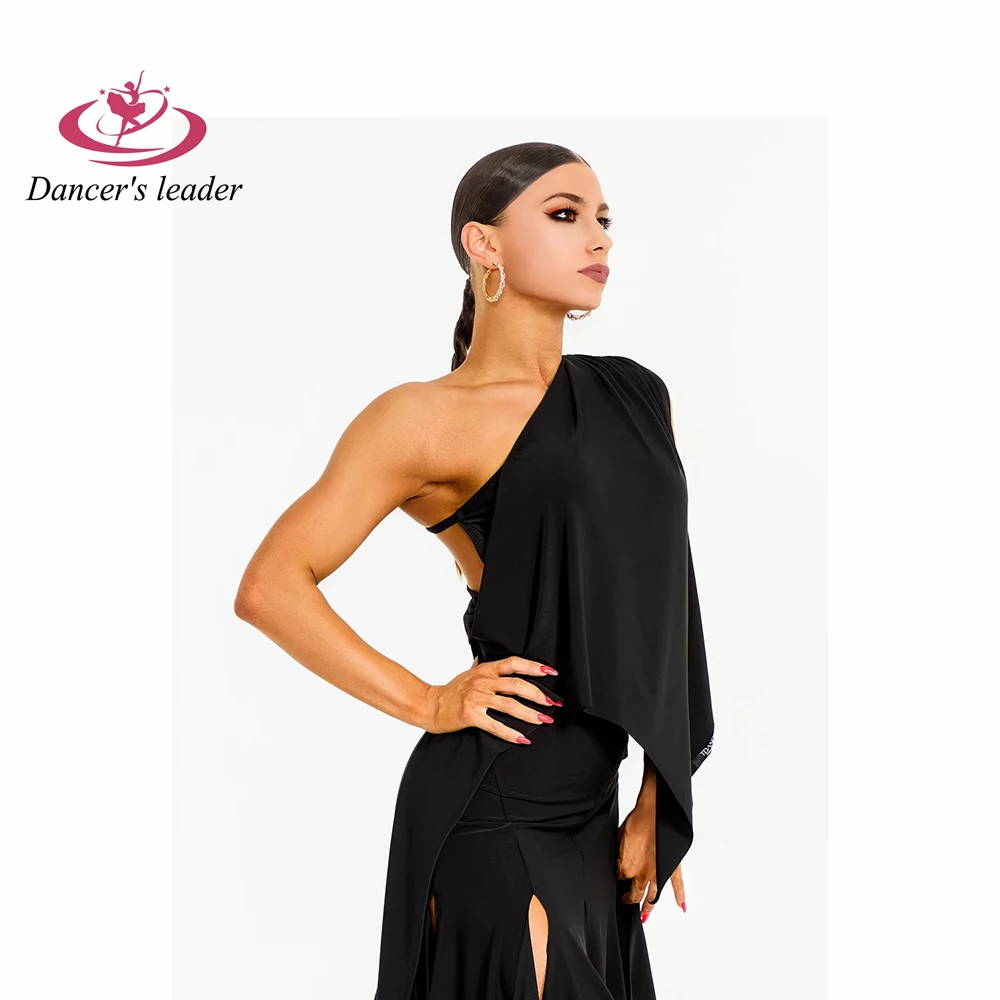 Latin Dance Clothing Women's High-end One-shoulder Large Floating Skirt Tango Samba Performance Clothing One-piece Top