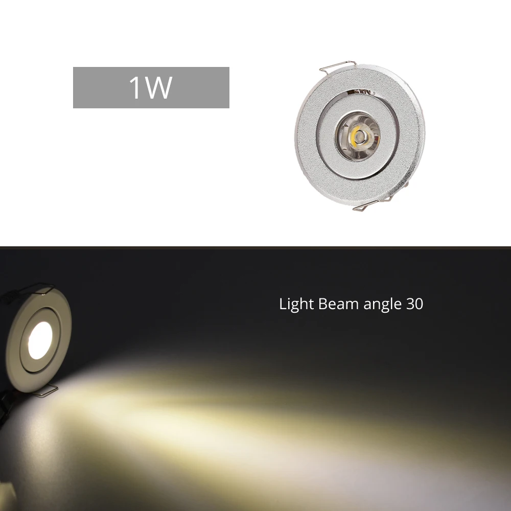 10pcs Mini 1W 3W Silver Aluminum Spot LED Downlight Receesed Ceiling Light Small Size Cut 40-45mm