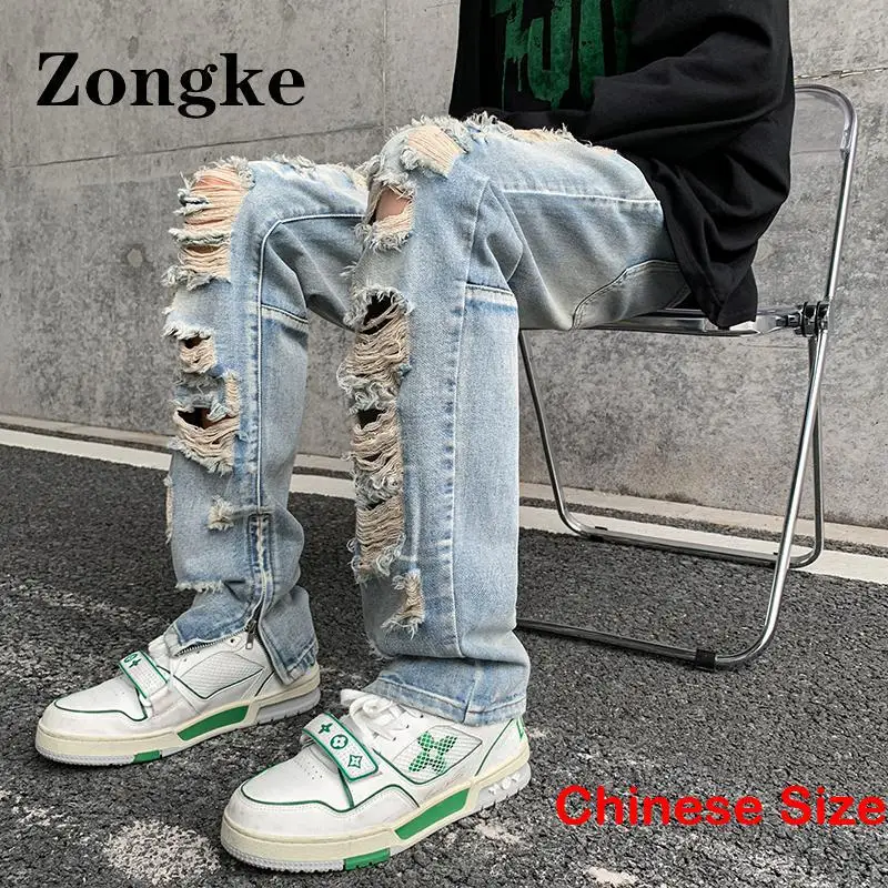 Ripped Skinny Jeans For Men Clothings Cargo Pants Mens Jeans Slim Street Wear Chinese Size 2XL 2024 Spring New Arrivals