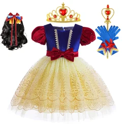 Disney Snow White Princess Dress For Girl Party Kid Carnival Fairy Tale Cosplay Costume Girls Role Play Bowknot Dress 2-10T