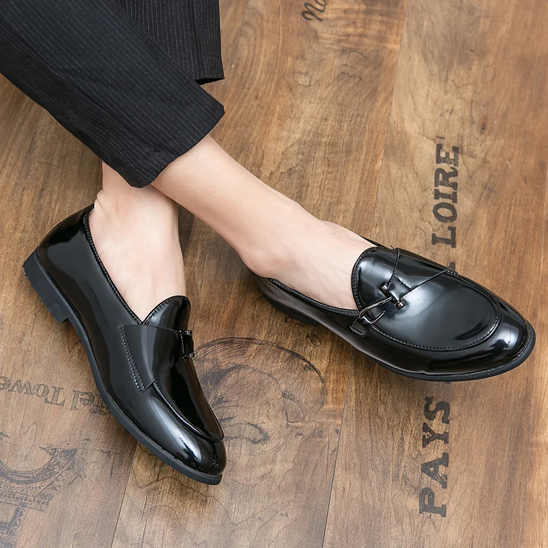 تصميم فاخر من جلد الغزال الرجال المتسكعون أسود أزرق أحمر فستان كاجوال أحذية ل ملهى ليلي حفلة الراهب حزام حذاء رجالي حجم 38-48 #3