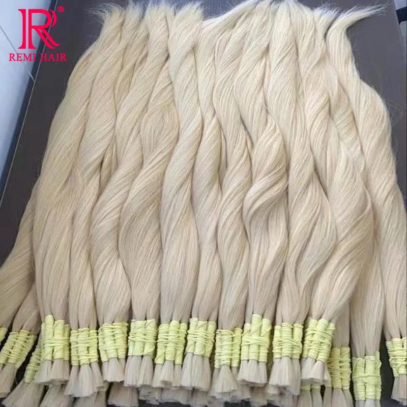 Extensiones de Cabello Humano Real 613 sin Tejido, Rubio Miel, Cabello Virgen Vietnamita Recto para Trenzas 4
