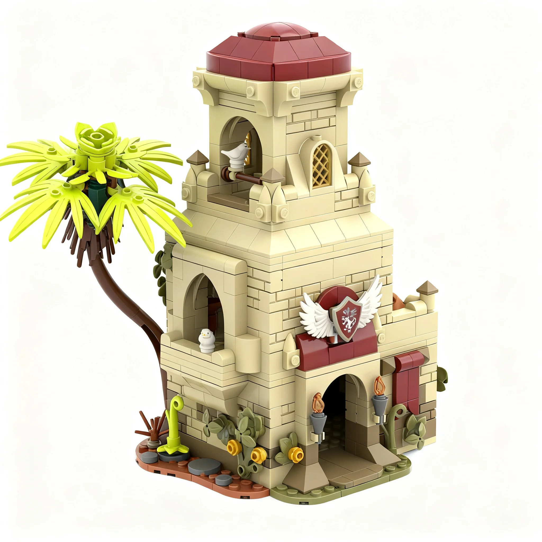 699pcs MOC Griffin Knight Dovecote Castle Model Building Blocks Christmas Gift Collection Assemble Creative Idea Craft Birthday