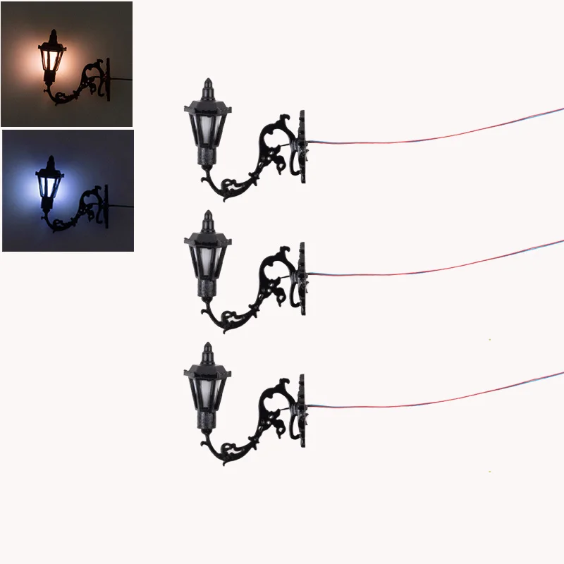 3 قطعة/الوحدة مقياس صغير 1:87 الجدار مصباح نموذج أطقم بناء طاولة الرمل مواد الإضاءة 3 فولت مصباح ليد ديوراما اكسسوارات