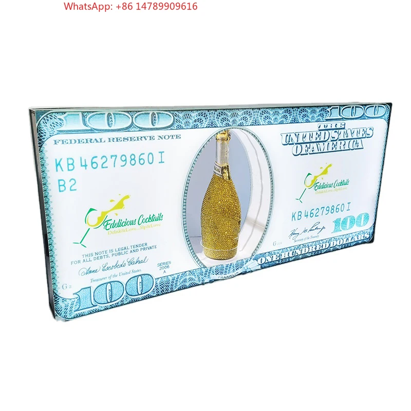 

Premium Custom LED Liquor Display StandLED Metal Acrylic Champagne Dollar Euro Wine Bottle Display Stand Suitable For Weddings,