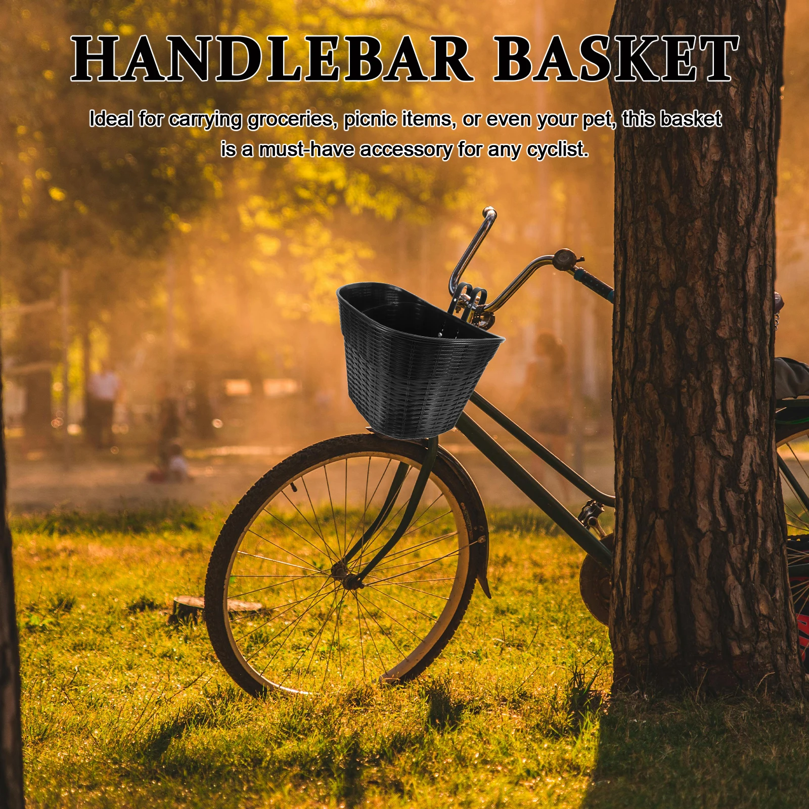 

1 Set Bicycle Basket Front Handlebar Vintage Lightweight Durable Portable Storage For Mountain Road Electric Adult Bikes