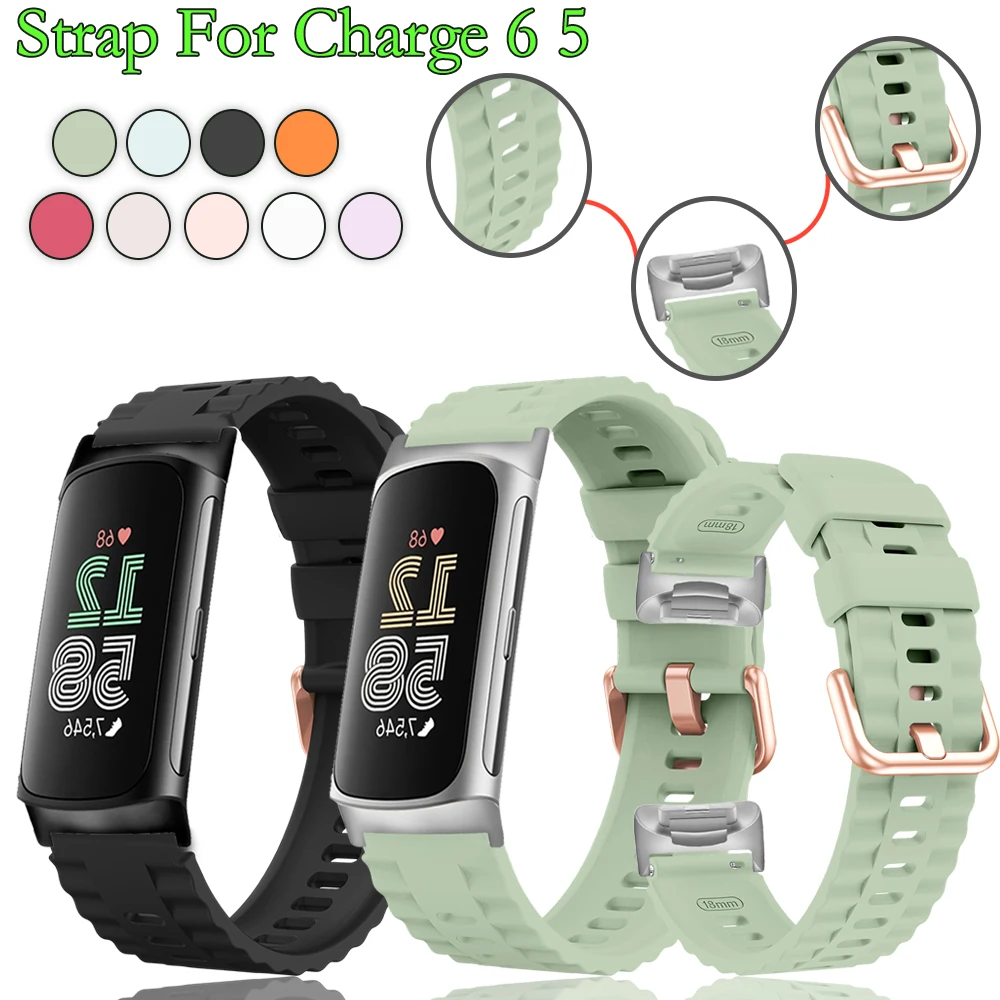 استبدال الفرقة ل Fitbit Charge 5 6 الفرقة سيليكون تنفس الفرقة ل Fitbit Charge 5 6 ساعة ذكية ارتفع الذهب مشبك شريط للرسغ