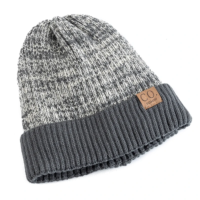 New Unisex Two-Tone Winter Hats Add Fur Lined Men and Women Fashion Warm Beanie Cap Casual Winter Knitted Hats, image 3