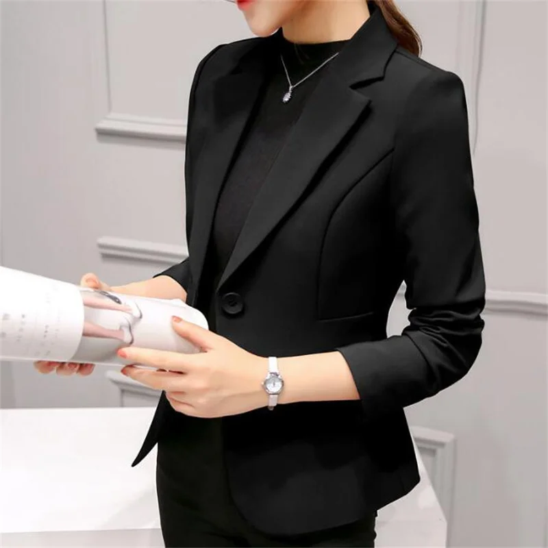 Blazer Ladies , Blazer Pocket Jacket, Slim Fit Jacket, Long-sleeved Korean Style Ladies Office Jacket, Blazer traf tangada