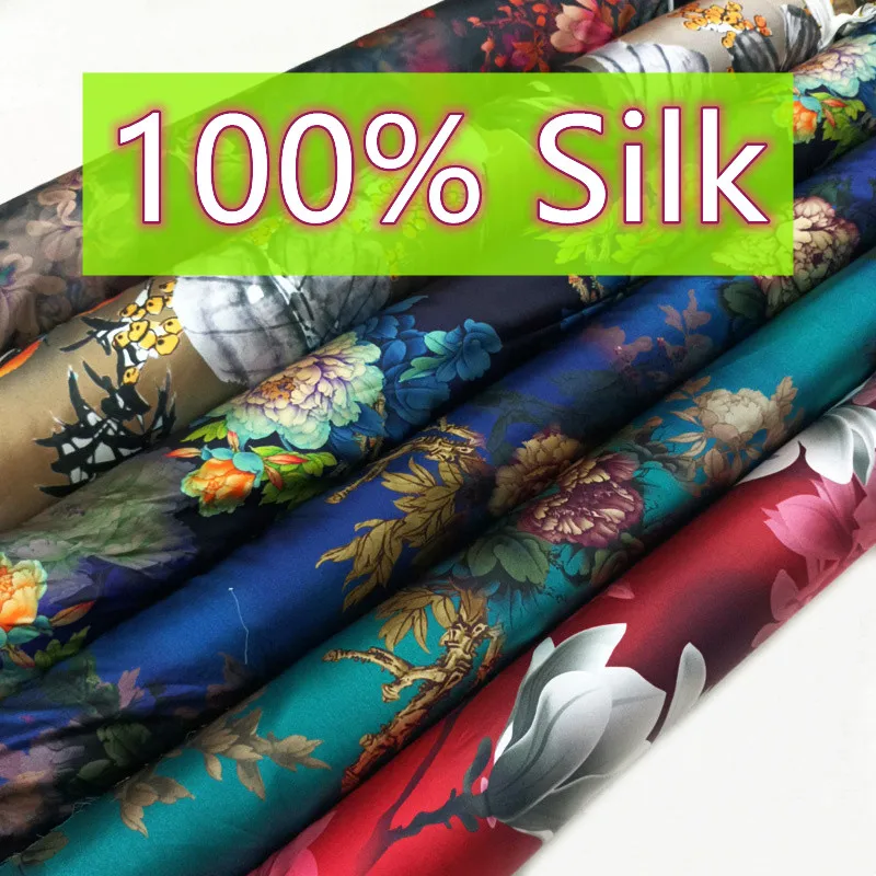 Fashionable Elegant Hazy Peony Flower Pattern Printing Digital Inkjet Printing Mulberry Silk Fabric 19m Elastic Sewing Fabric