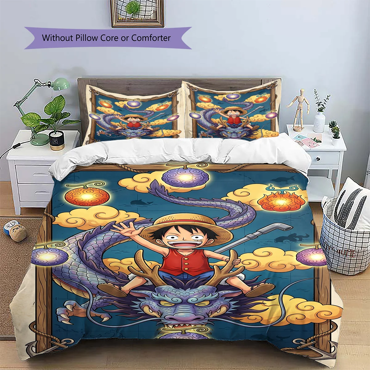 One Piece Anime Themed Printed Pillowcase & Duvet Cover Set | Bedroom Decor Collection | Ideal Gift for Anime Fans YUN6511