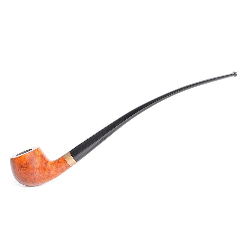 MUXIANG Briarwood Apple Tobacco Church Reading Pipe Long Handle Acrylic Mouthpiece Solid Wood Bowl Father Day Gift