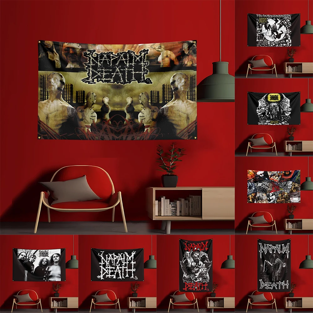 Bandera de la muerte de los napalmes de banda de Rock pesado, pancarta de impresión Digital de poliéster para decoración de tapiz de puerta, arte de pared del dormitorio, 90x150cm