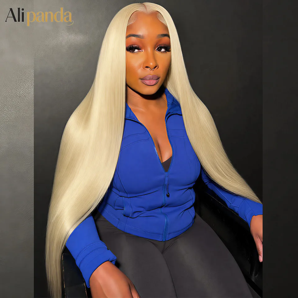 Ali Panda Blonde 613 Pelucas de Cabello Humano Liso con Encaje Frontal HD 13X6, Peluca Brasileña para Mujeres Negras, Peluca Frontal de Encaje de 30 a 38 Pulgadas, Densidad 200
