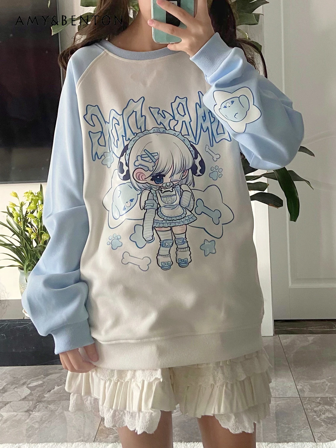 

Оригинальная Милая Женская осенне-Весенняя Толстовка в стиле преппи с длинными рукавами в стиле пэчворк для студентов