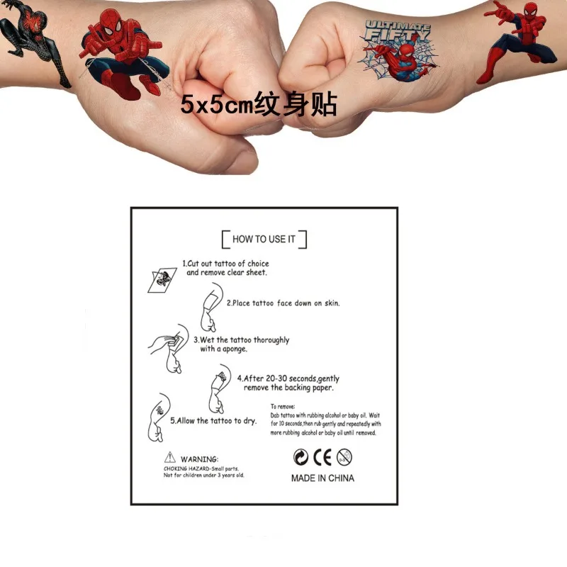 20/50PCS Spiderman Trasferimento Tatuaggi Adesivi Regali per feste per bambini Ragazzi Supereroi Anime Film Decorazione Adesivi