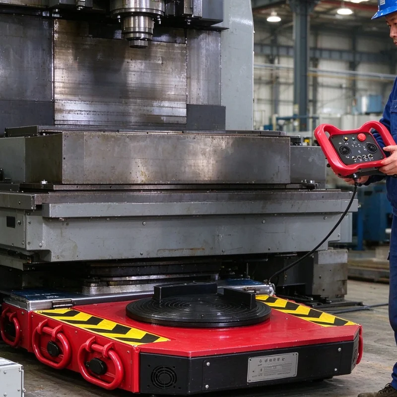 Machine Moving Dolly, Remote Control Electric Transporter for Positioning Large Compressor Units in Engineering Workshop