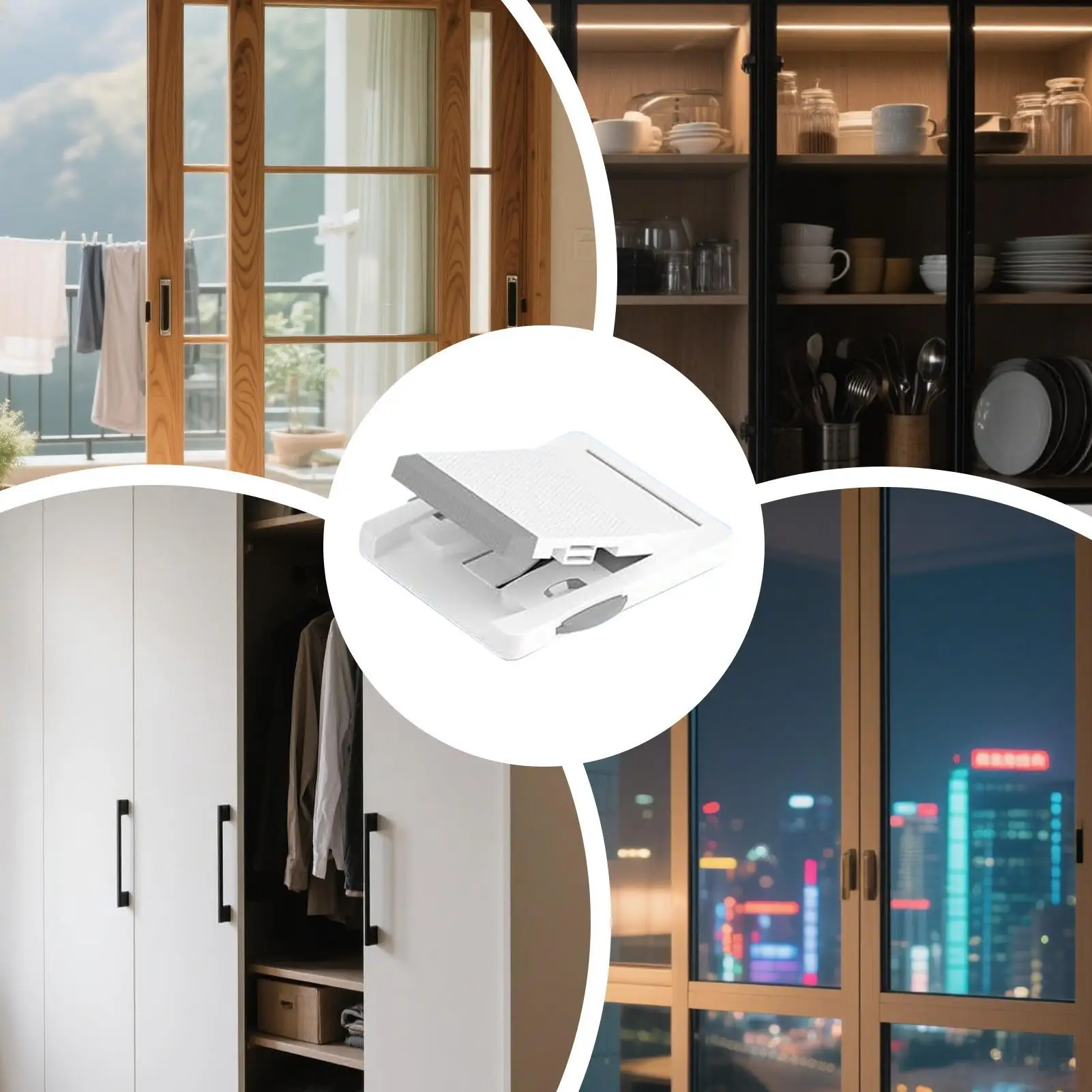 Lock For Sliding Door Child Proof Window Lock Strong 4 Pieces Adhesive Stopper Locking For Easy Installation Security Home Pets