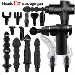 Cabeças de arma de massagem fáscia, 3 peças, acessórios de pistola de fáscia, massageador de percussão profunda, bastão de massagem longo, anel de choque