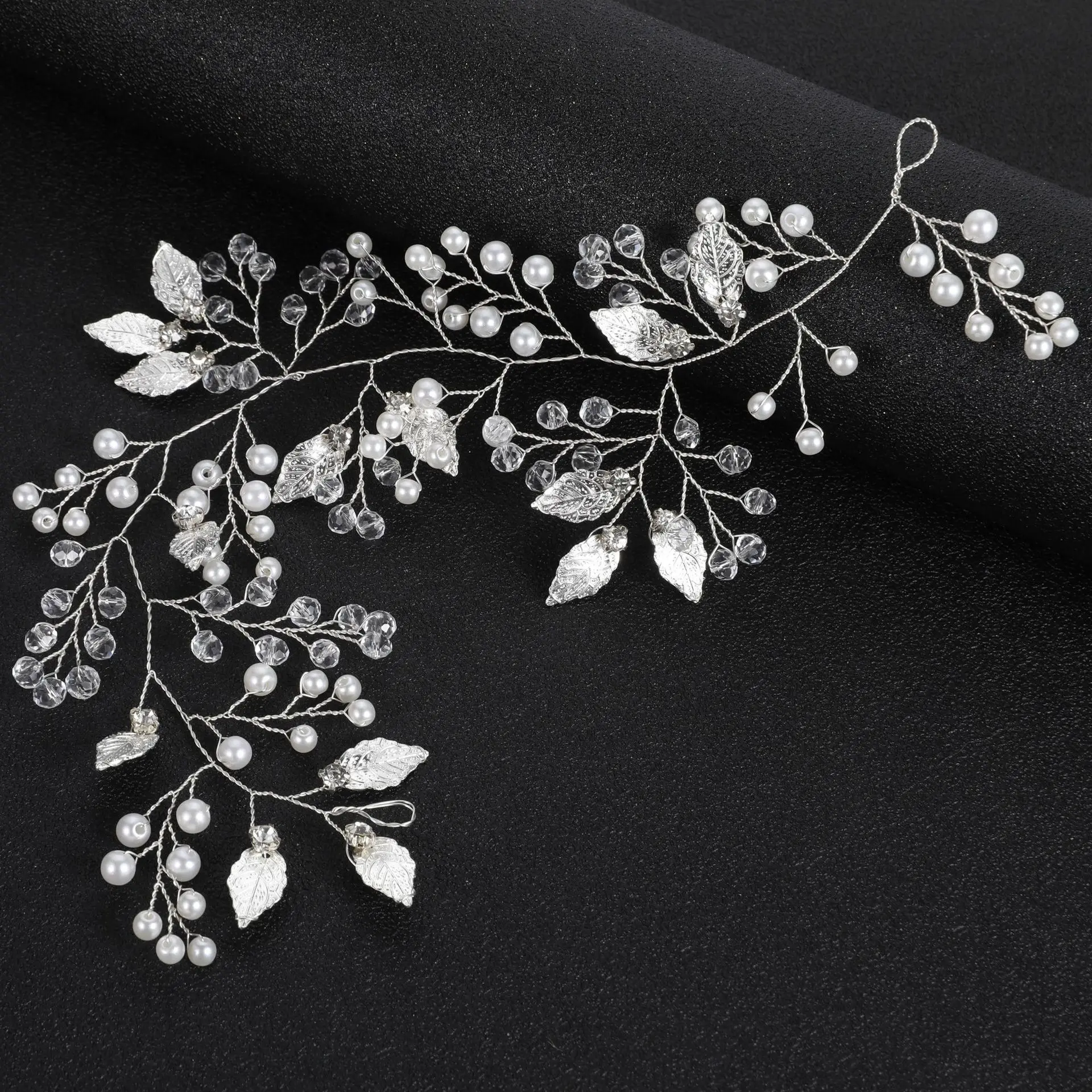 

Handmade Golden Alloy Le Diamond Embedded Pearl Hair Chain Headwear Faion Jewelry Accories Cross-Border Beau Supplies