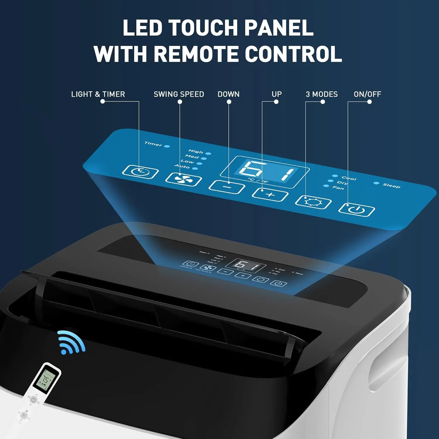 Il condizionatore d'aria portatile da 12,000 BTU raffredda fino a 500 piedi quadrati, unità ca portatile 3 IN 1 ad alta efficienza energetica con telecomando nuovo USA