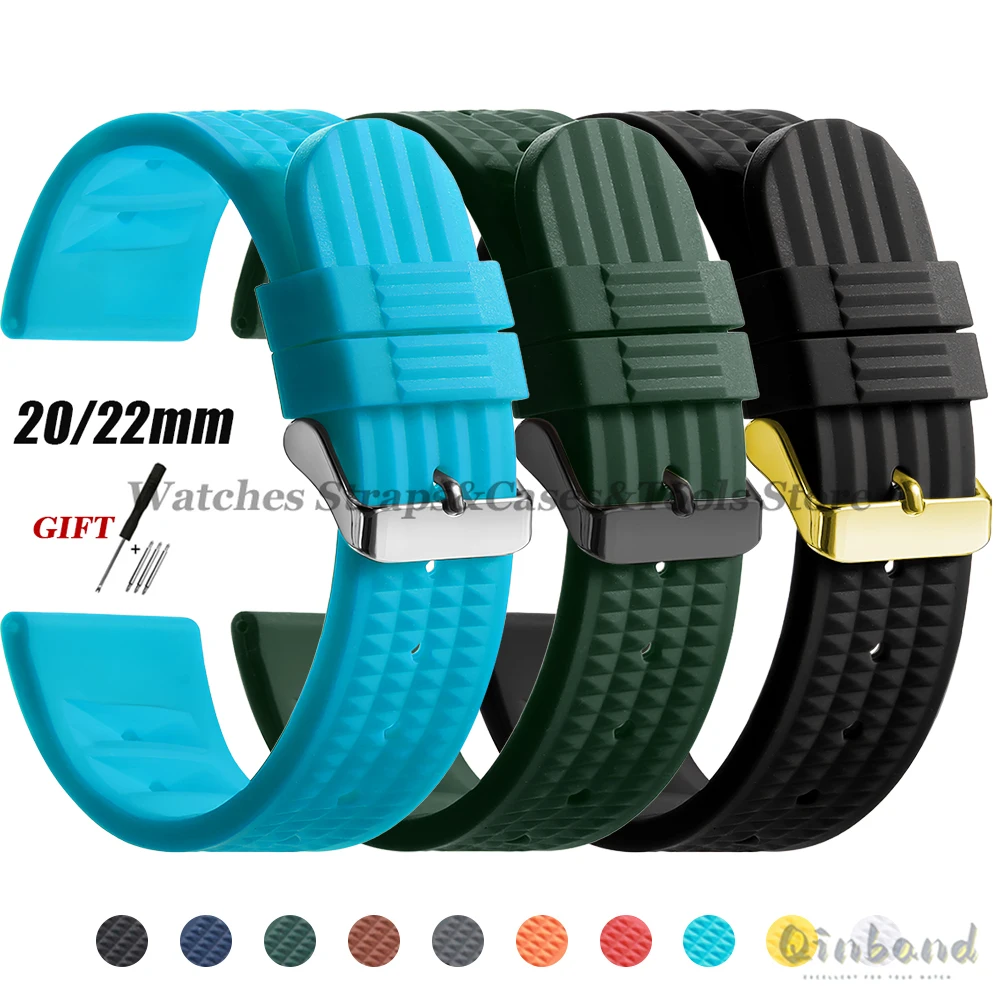 Weiches Gummi-Waffel-Uhrenarmband 20 mm 22 mm für Seiko für Rolex Water Ghost Sport, Silikon-Armband, Herren-Ersatzarmband Premium