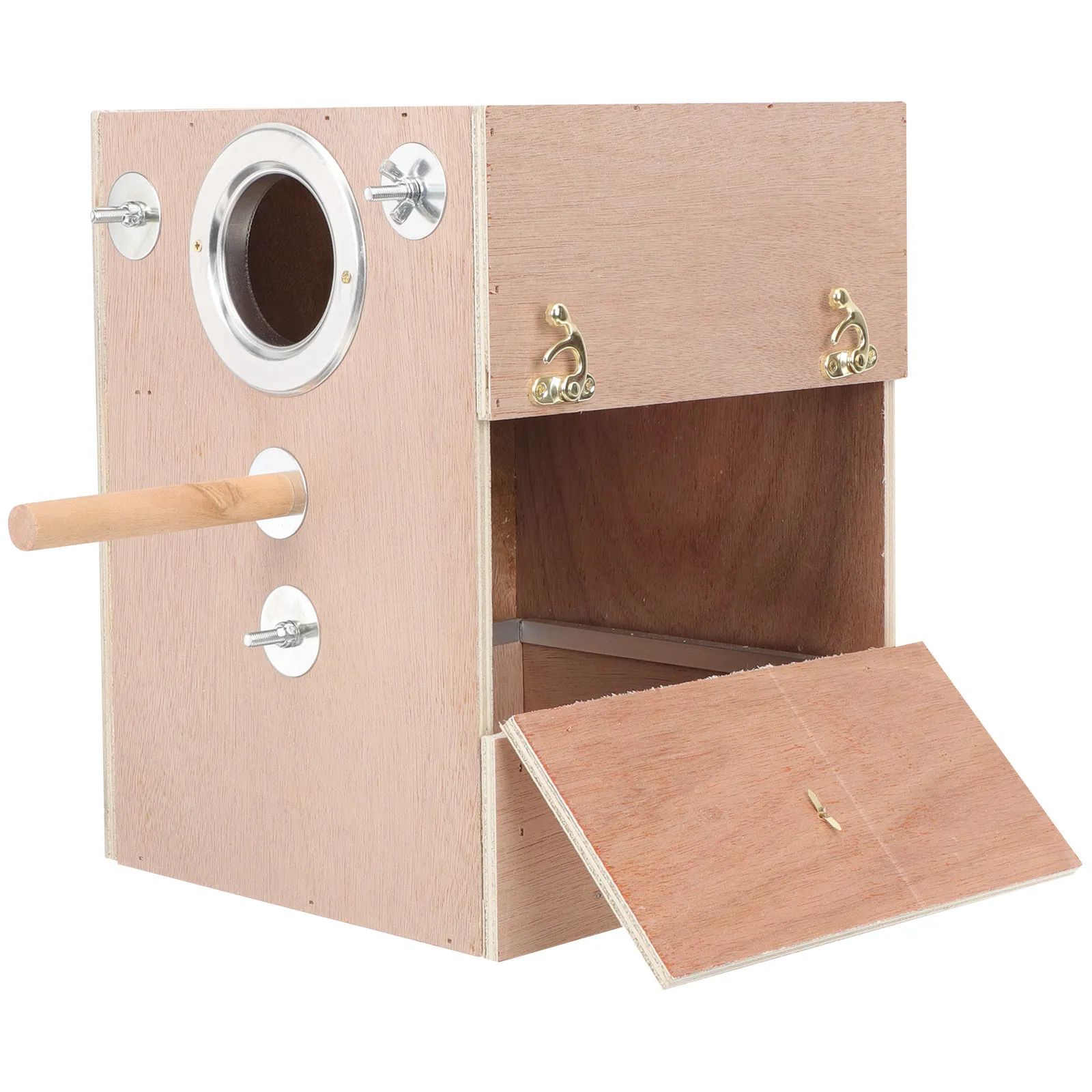 

Parakeet Nesting Box Wooden Bird House for Small Birds Parrots Breeding Shelter Warm Safe Hideaway Easy Clean Drawer Design