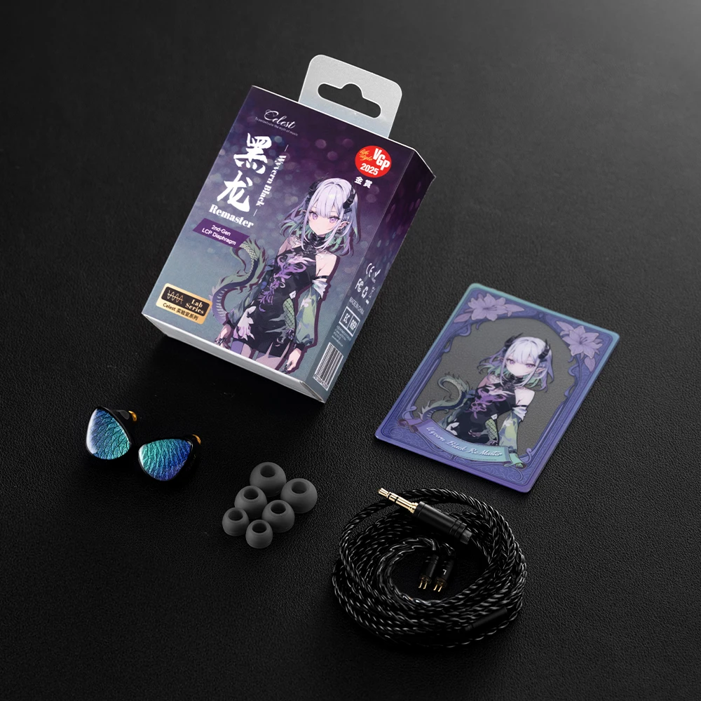 Nowe słuchawki Celest Wyvern Black Remaster z membraną 10mm LCP 2.0, niestandardowe dynamiczne słuchawki douszne z odłączanym mikrofonem typu boom, IEM — zdjęcie produktu 6
