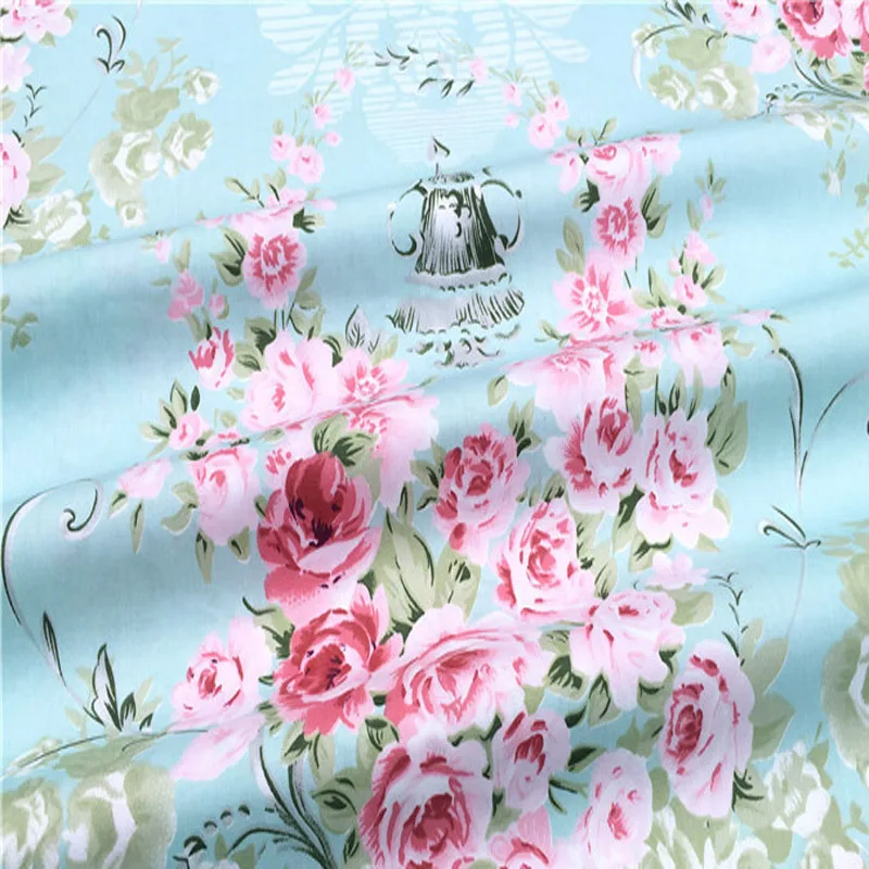 100% Cotton viaPhil Big Blooming Flower Series Printed Fabric Patchwork Cloth Dress Home Decor