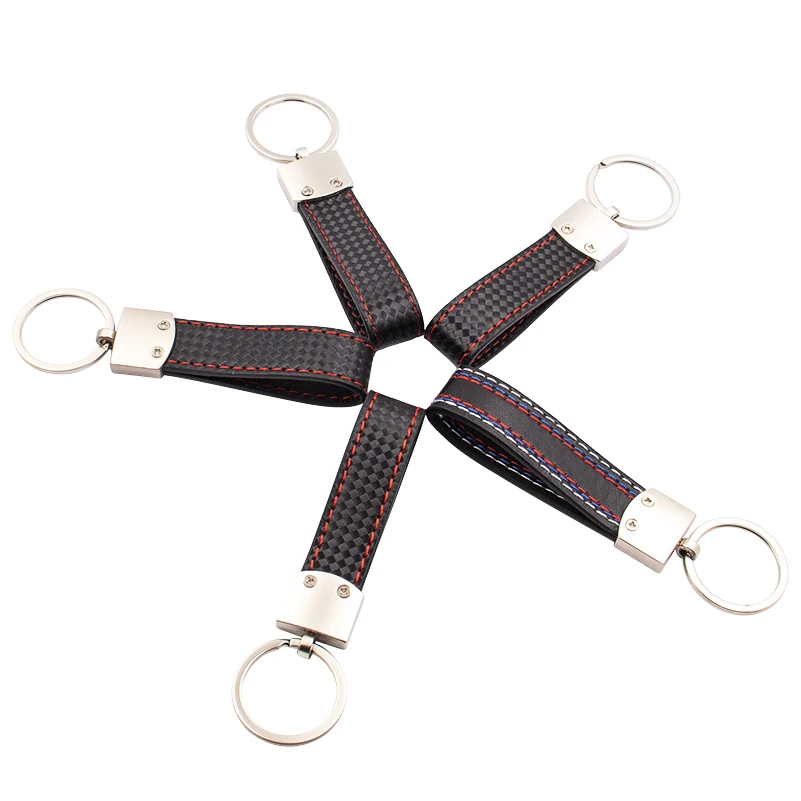 1pc Black red Leather Car Keychain Keyring Key Chain Key Ring Holder For Audi Sline RS VW R M sport AMG Rline GTI