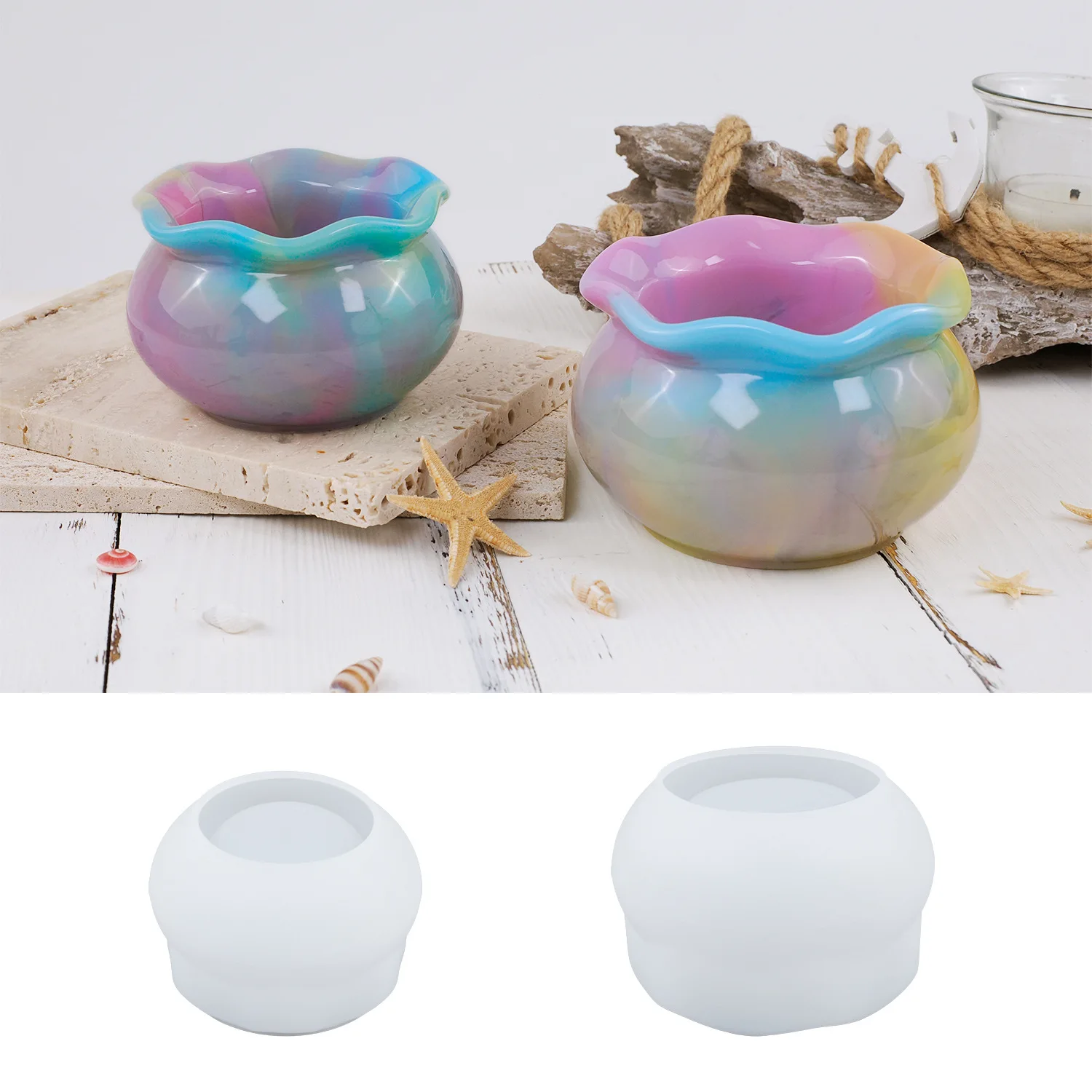 

DIY Crystal Epoxy Resin Mold Fish Tank Storage Can Ashtray Flower Pot Jewelry Candy Box For Mirror Resin Silicone Mold Making