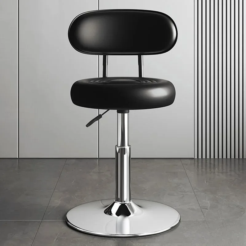 1pc 1pc Bar Leather Upholstered Lifting Swivel Chair Backrest, Round Stool, Beauty Stool, Bedroom Dressing Stool