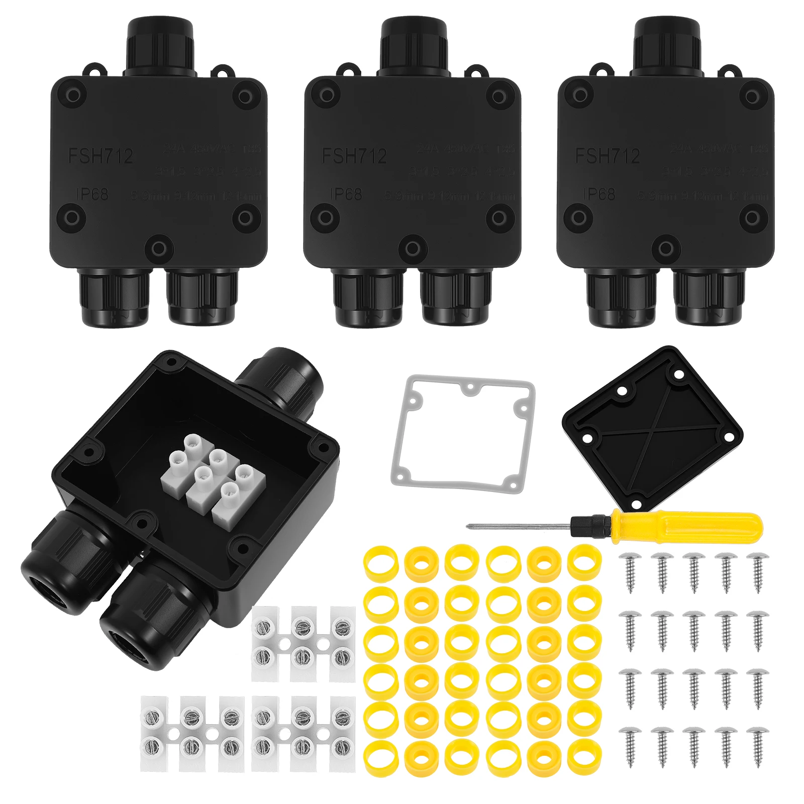 

Водонепроницаемая распределительная коробка IP68, 3-сторонний наружный кабельный разъем, подземная электрическая распределительная коробка с силиконовым уплотнительным кольцом