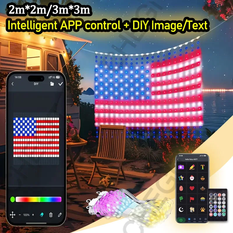 

400LEDs Bluetooth App Control Smart Curtain Lights DIY LED String RGB Fairy Lights Change Display for Christmas Valentine's Day