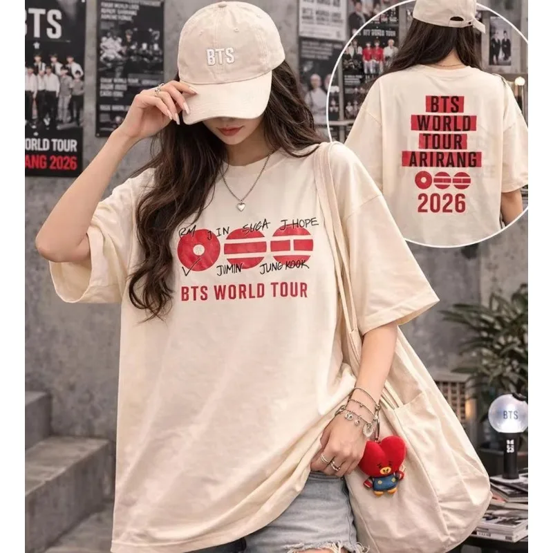 2026 Summer Arirang Bangtan Boys Concert World Tour Kpop Fan Trendy Korean Gift T-shirt Men Women Oversized Loose Y2K Shirt view 3