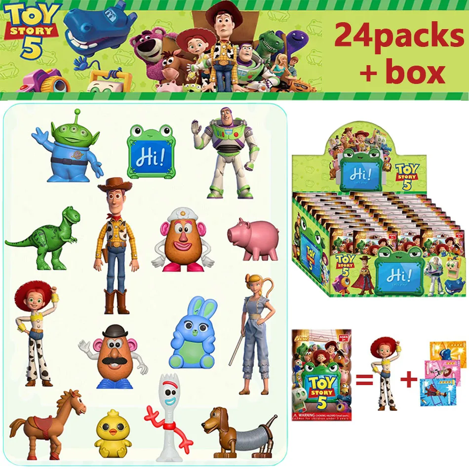 

Anime Toy Story 2-24pcs Blind Box Set PVC Woody Buzz Lightyear Model Doll Figures Mysteryed Toys Gamed Decorative Holiday Gifts
