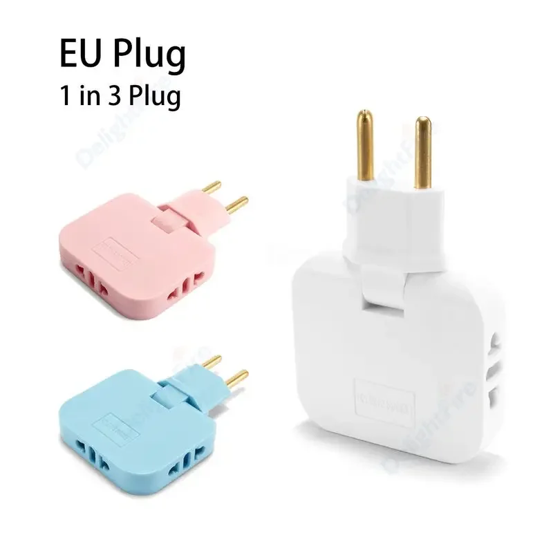 EU 3 in 1 Electrical Tee Socket 2Pin 4.8mm Plug Adapter Foldable CN US To EU Euro Korea FR Travel Aadapters AC Converter Outlet