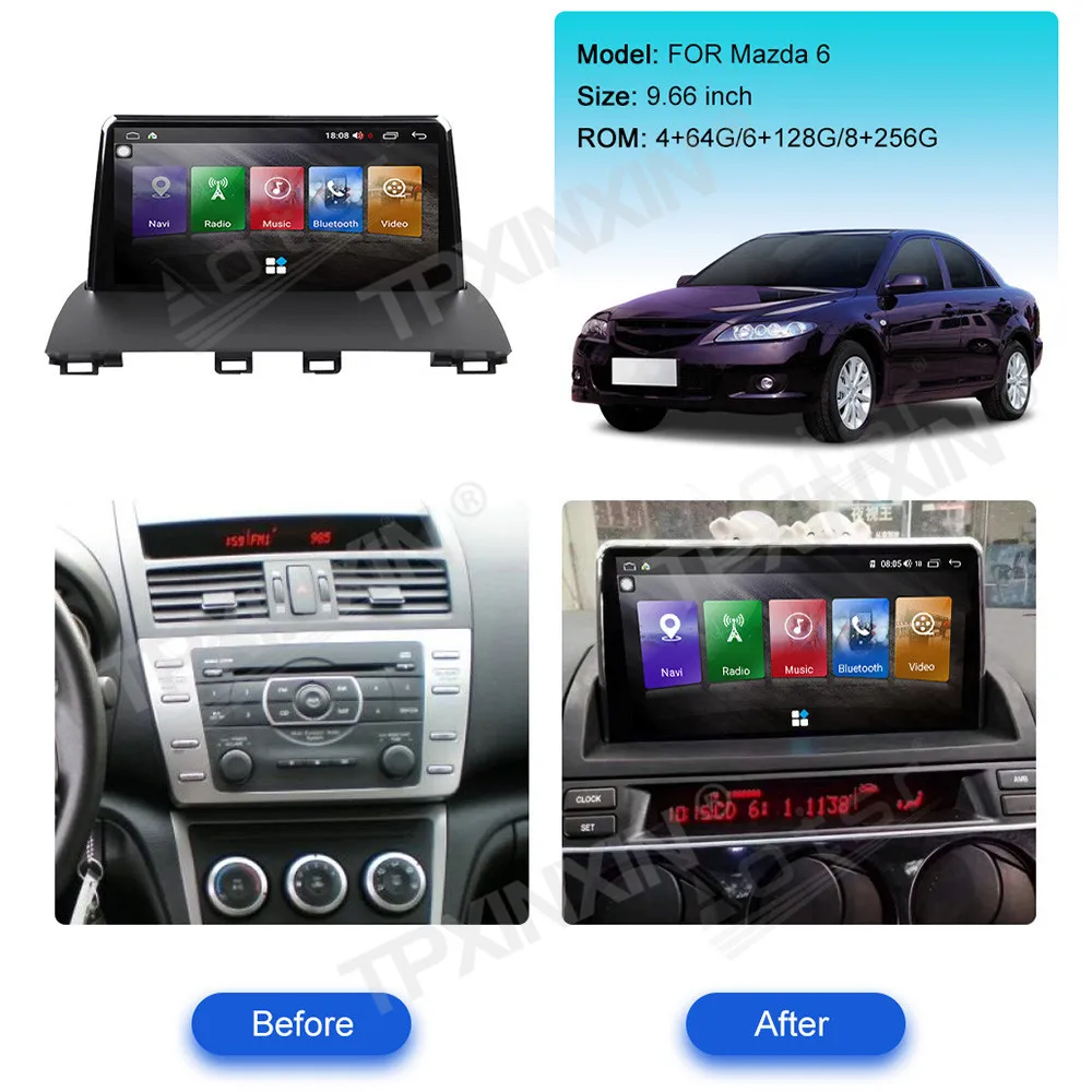 For Mazda 6 2004 -2015 Android Car Radio Multimedia Video Player Wireless Carplay Autoradio Stereo GPS Navi Head Unit Screen BT